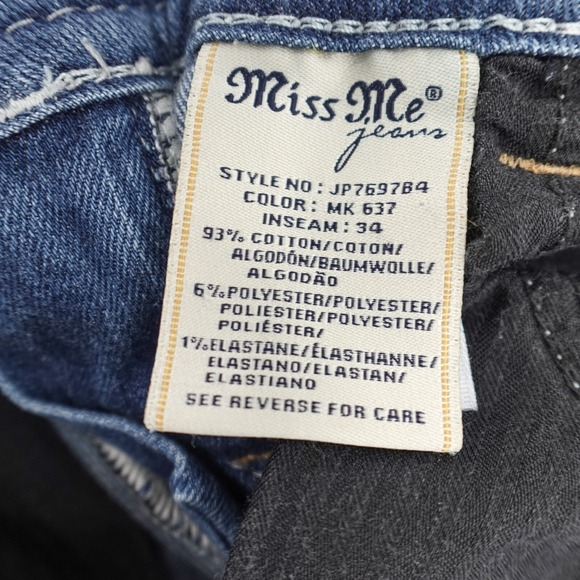 Miss me jeans Womens 27 Signature Boot Embroidered Studded Flare Low JP7697B4 - Picture 15 of 16